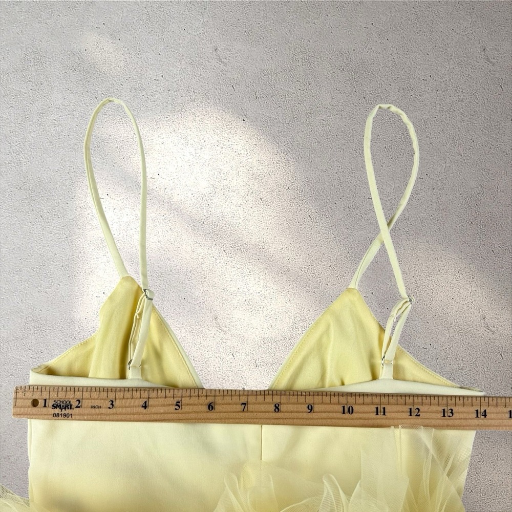 Zara Tulle Tank Blouse Babydoll Peplum Top Butter Yellow NWT Sz S 4772/005/300 - Picture 6 of 7